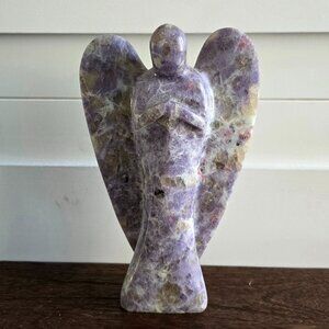 Etched Lepidolite Angel – Peace • Emotional Healing • Divine Support